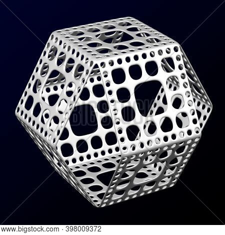Abstarct Background - White Cellular Structures On The Black And Dark Blue Background. 3d Rendering.