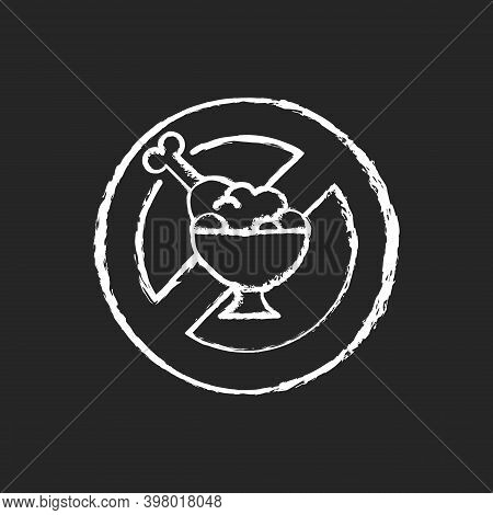 Fasting Chalk White Icon On Black Background. Practice Of Abstaining, Usually From Food And Drink. R