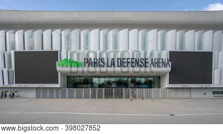 Paris, France - Jun 13, 2020: Facade Of La Defense Areana In Sunny Afternoon