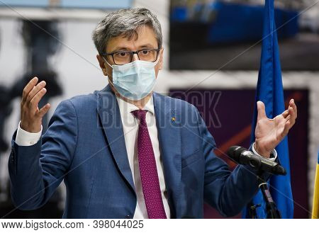 Bucharest, Romania - November 25, 2020: Virgil Popescu, Minister Of Economy, Speak About Imported Ma
