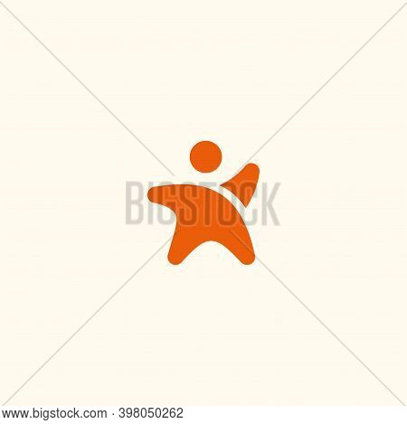 People With Waving Hand Icon And Logo Simple Flat Design Template