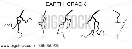 Faults, Cracks In Earth After Earthquake. High Seismic Activity. Vector
