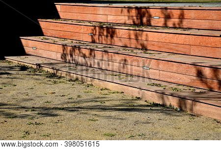 Wooden Stairs By The Terrace Or Theater Outdoor Podium Classroom Outdoor School Lessons In Coronavir