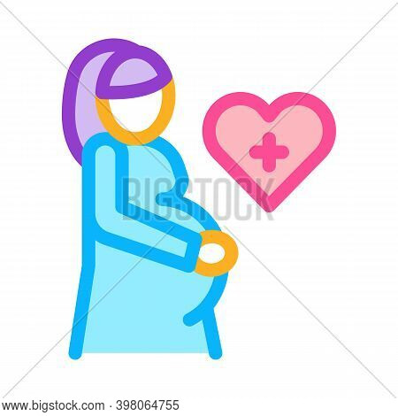 Pregnant Woman Color Icon Vector. Pregnant Woman Sign. Isolated Symbol Illustration