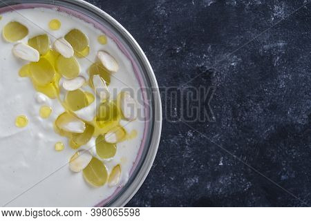 Traditional Spanish Dish, Cold Soup Ajo Blanco Or Ajoblanco From Garlic, Almonds, White Wine Vinegar