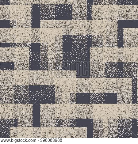 Vector Stippled Weird Trendy Seamless Pattern Abstract Background. Retro Handmade Tileable Geometric
