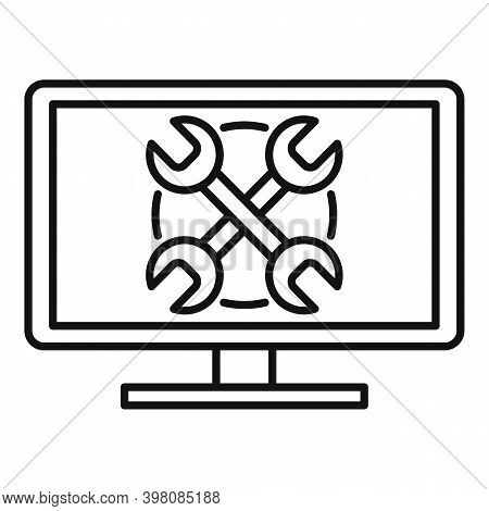 Tester Computer Icon. Outline Tester Computer Vector Icon For Web Design Isolated On White Backgroun