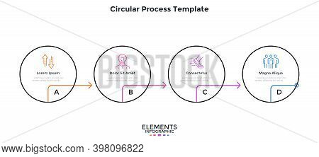 Progress Bar With 4 Round Elements Placed In Horizontal Row And ...