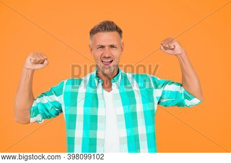 Be Confident. Go Forward. Man Happy Cheerful Face Support Or Motivate. Guy Happy Emotional Expressio