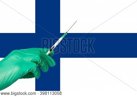Corona Vaccination In Front Of A Finnland Flag