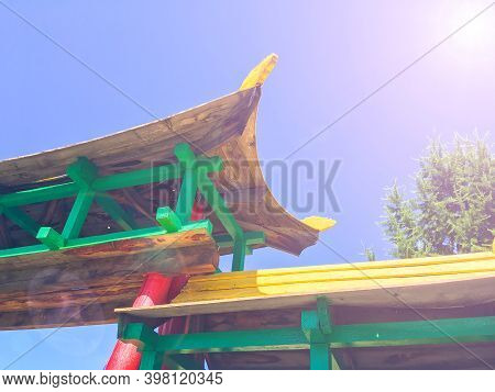 Fragment Of Entrance Arch Of A New Ustuu Huree Temple Near Chadan, Tuva