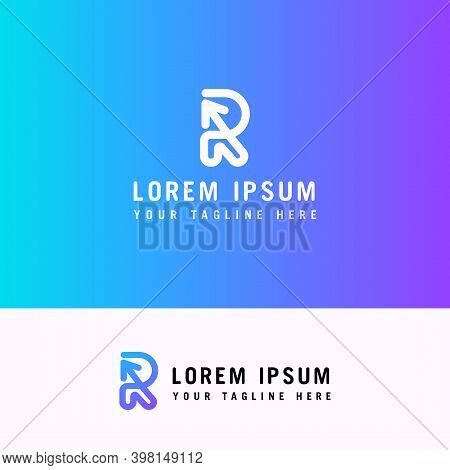 Letter R With Arrow Logo Design Identity, Icon