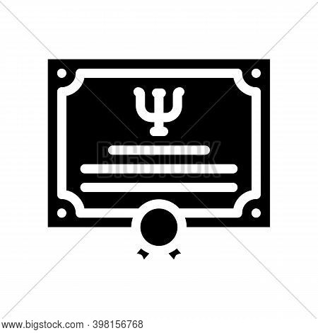 Diploma Psychologist Glyph Icon Vector Illustration Black