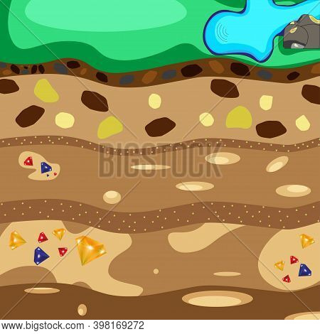 Geological Section Of A Diamond Deposit With A Surface