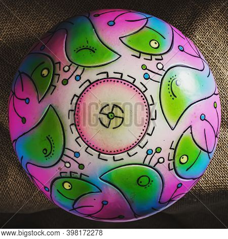 Colors Steel Tongue Drum, Vadjraghanta, Tank Drum Close-up Modern Musical Instrument