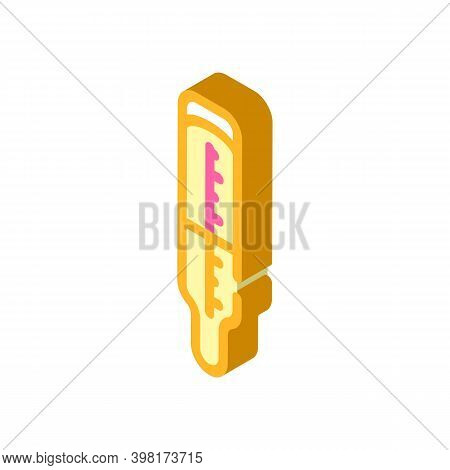 Medical Mercury Thermometer Isometric Icon Vector Illustration