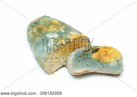 The Picture Of A Fully Mouldy Bread Because Of The Wrong Storage In Hdpe Sack. Rotten And Uneatable.