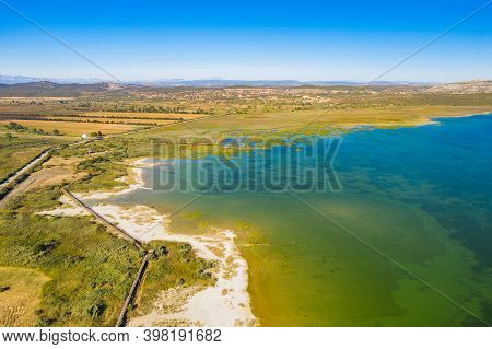 Ornithological Nature Park, Shore Of Vrana Lake (vransko Jezero) In Dalmatia, Croatia, Drone Aerial 