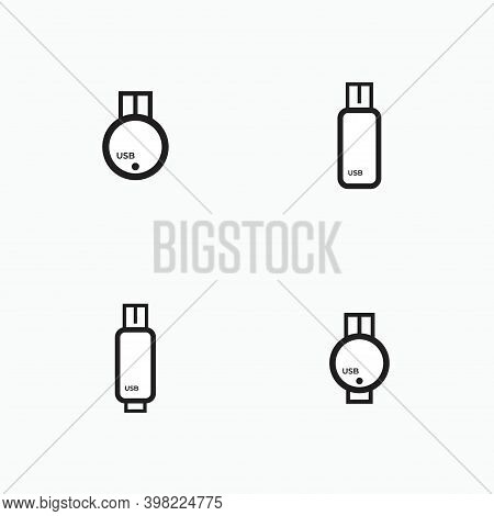 Usb Flashdisk Outline Set - Computer Peripheral, Electronic And Technology Equipment Icon