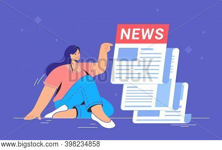 Breaking News Notification Of Latest Updates For World, Entertainment And Politics. Flat Vector Illu