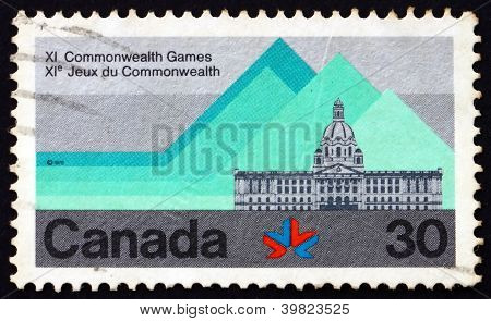 CANADA - CIRCA 1978: a stamp printed in the Canada shows Alberta Legislature Building, 11th Commonwealth Games, Edmonton, circa 1978