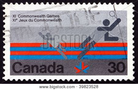 CANADA - CIRCA 1978: a stamp printed in the Canada shows Badminton, 11th Commonwealth Games, Edmonton, circa 1978