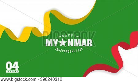 Myanmar Background Design With Myanmar Flag Color. Good Template For Myanmar Independence Day Or Nat