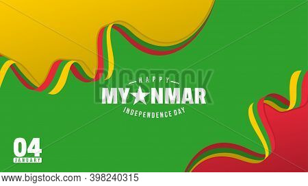 Myanmar Background Design With Myanmar Flag Color. Good Template For Myanmar Independence Day Or Nat