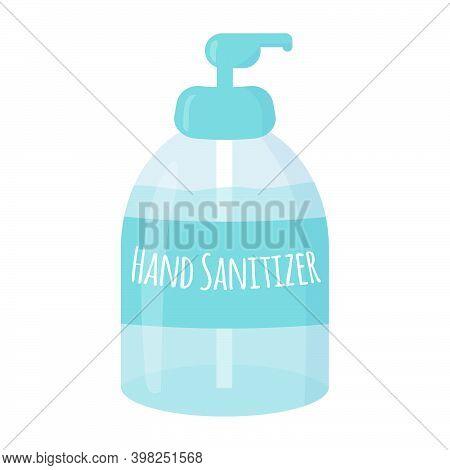 Liquid Hand Sanitizer Bottle Simple Flat Vector Isolated. Washing Gel In Plastic Bottle With A Dispe