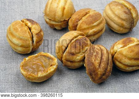 Homemade Cookies Nuts With Condensed Milk. Homemade Shortbread Nuts. Delicious Cookies. Homemade Coo