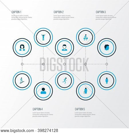 People Icons Colored Set With Businessman, Businesswoman, Pulling And Other Head Elements. Isolated 