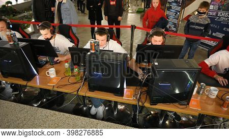 Minsk, Belarus - March 2, 2019: Cybersportsmen Hold A Match