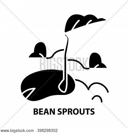 Bean Sprouts Icon, Black Vector Sign With Editable Strokes, Concept Illustration