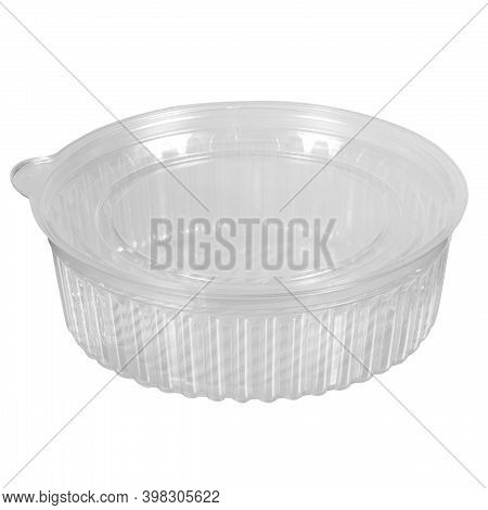 Reusable Plastic Transparent Box For Takeaway Food, Picnic, Salad For Shop Isolated On White