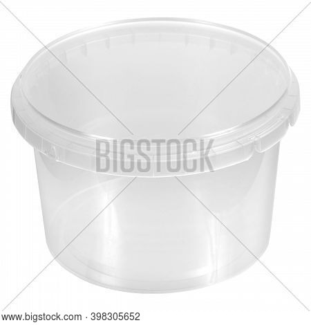 Reusable Plastic Transparent Box For Takeaway Food, Picnic, Salad For Shop Isolated On White