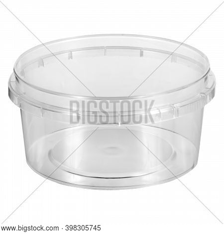 Reusable Plastic Transparent Box For Takeaway Food, Picnic, Salad For Shop Isolated On White