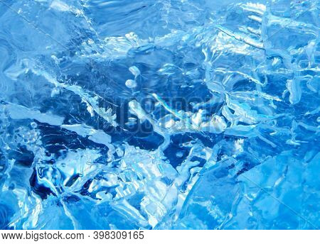 Blurred Colorful Ice Texture. Blue Ice, Arctic Ice Background.
