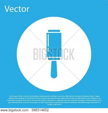 Blue Adhesive Roller For Cleaning Clothes Icon Isolated On Blue Background. Getting Rid Of Debris, D