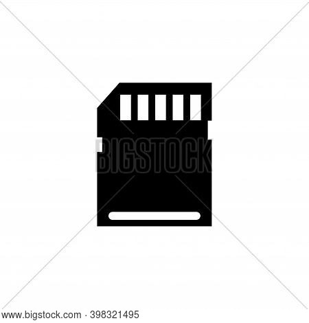 Flash Memory Card, Micro Sd Storage. Flat Vector Icon Illustration. Simple Black Symbol On White Bac