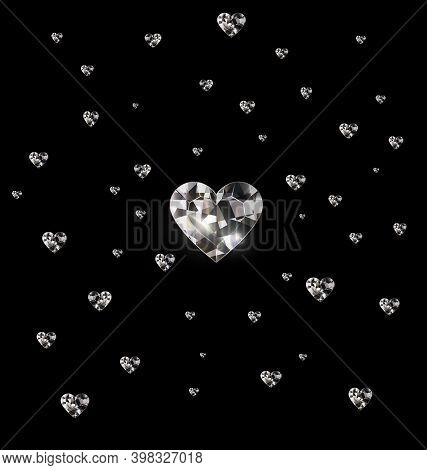 Black Background And Light Jewel Crystals Heart