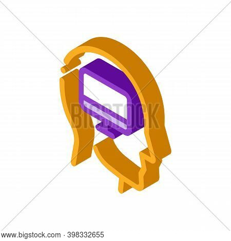 Human Think About Computer Icon Vector. Isometric Human Think About Computer Sign. Color Isolated Sy