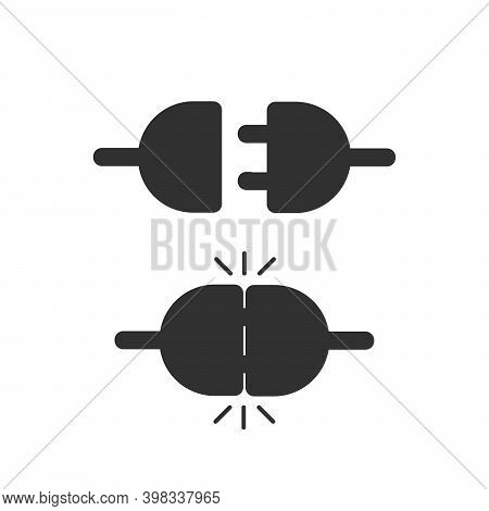 Electric Plug Unpluged And Pluged In With Click Effect. Stock Vector Illustration Isolated On White 