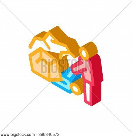 Saving Human From Rubble Icon Vector. Isometric Saving Human From Rubble Sign. Color Isolated Symbol