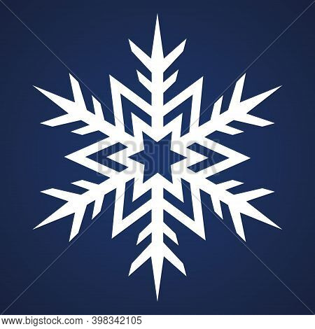 Snowflake. Festive Ornament. Vector Illustration. Isolated Blue Background. Flat Style. A Fragile Cr
