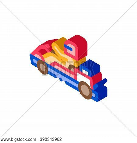 Driver Driving Kart Color Icon Vector. Isometric Driver Driving Kart Sign. Color Isolated Symbol Ill