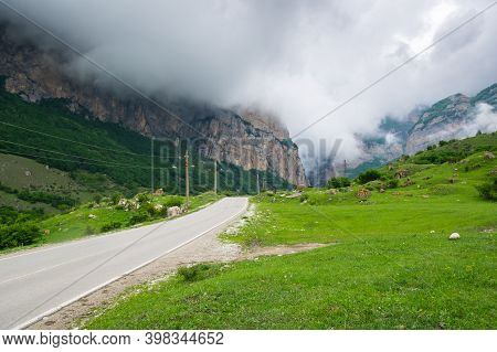 View Of Cherek Gorge In The Caucasus Mountains In Kabardino-balkaria, Russia