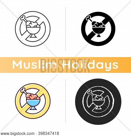 Fasting Icon. Practice Of Abstaining, Usually From Food And Drink. Religious Traditions During Ramad