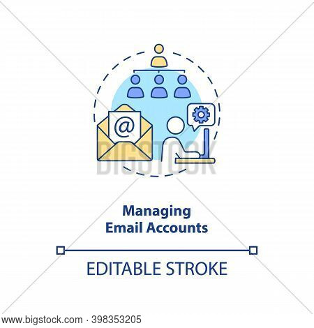 Managing Email Accounts Concept Icon. Secretary Job. Business Help. Manager For Mail. Virtual Assist
