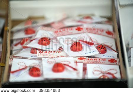 Bucharest, Romania - March 1, 2012: 1st Of March Trinkets (martisoare) Are Being Sold Outdoors In Do