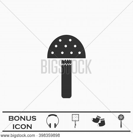 Amanita Icon Flat. Black Pictogram On White Background. Vector Illustration Symbol And Bonus Button